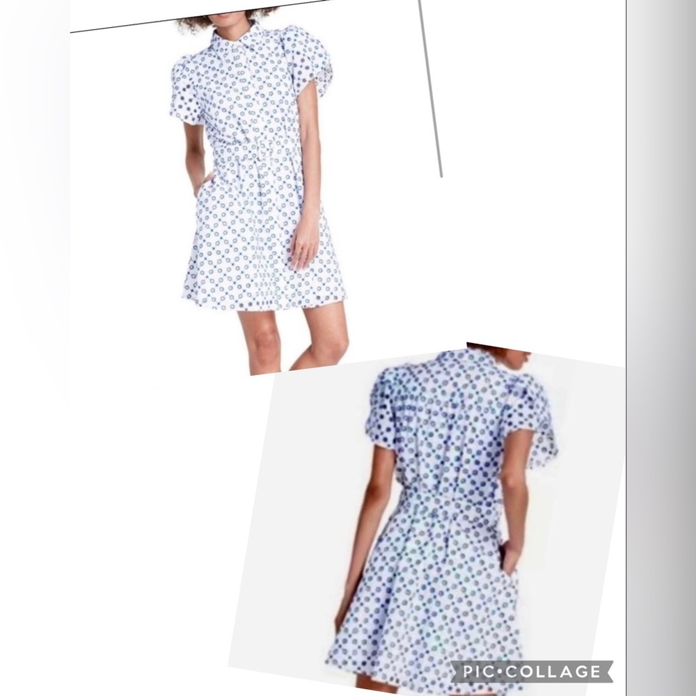 Alexis Dot Tulip Sleeve Embroidered Shirt Dress